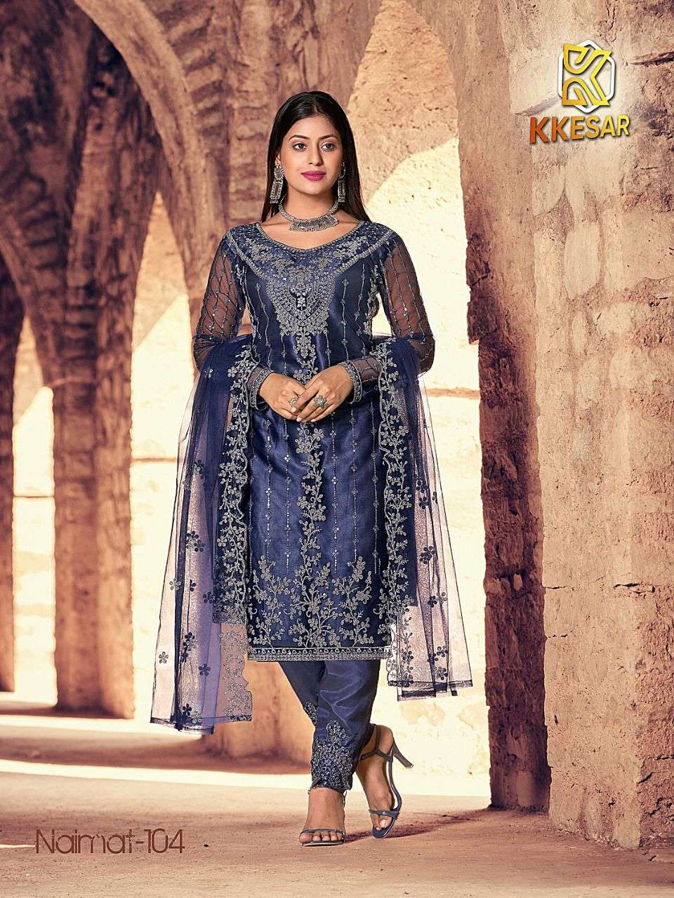 NAIMAT BY NAIMAT FASHION 101 TO 106 SERIES BEAUTIFUL PAKISTANI SUITS STYLISH COLORFUL FANCY CASUAL WEAR & ETHNIC WEAR  NET EMBROIDERED DRESSES AT WHOLESALE PRICE